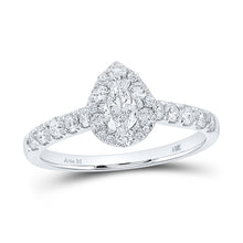  14k White Gold Pear Diamond Halo Bridal Wedding Engagement Ring 1 Cttw