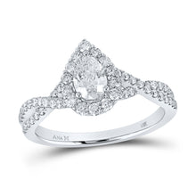  14k White Gold Pear Diamond Solitaire Bridal Wedding Engagement Ring 1 Cttw