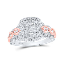  10k Two-tone Gold Princess Diamond Square Bridal Wedding Engagement Ring 1 Cttw