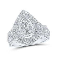  14k White Gold Round Diamond Tear Bridal Wedding Engagement Ring 1-1/2 Cttw