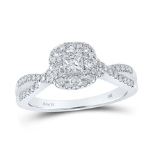  14k White Gold Princess Diamond Halo Bridal Wedding Engagement Ring 3/4 Cttw