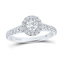  14k White Gold Round Diamond Halo Bridal Wedding Engagement Ring 1 Cttw