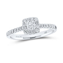  14k White Gold Princess Diamond Halo Bridal Wedding Engagement Ring 1/2 Cttw