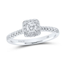  14k White Gold Round Diamond Halo Bridal Wedding Engagement Ring 1/2 Cttw