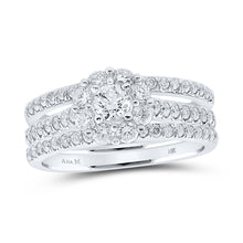  14k White Gold Round Diamond Bridal Wedding Ring Band Set 1-1/4 Cttw