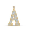 10k Yellow Gold Mens Round Diamond A Initial Letter Charm Pendant 1-3/4 Cttw