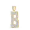 10k Yellow Gold Mens Round Diamond B Initial Letter Charm Pendant 2-3/4 Cttw