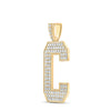 10k Yellow Gold Mens Round Diamond C Initial Letter Charm Pendant 1-3/4 Cttw
