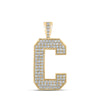 10k Yellow Gold Mens Round Diamond C Initial Letter Charm Pendant 1-3/4 Cttw