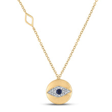  10k Yellow Gold Womens Princess Blue Sapphire Evil Eye Necklace 1/5 Cttw