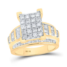  10k Yellow Gold Round Diamond Cluster Bridal Wedding Engagement Ring 1-1/2 Cttw