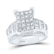  10k White Gold Round Diamond Cluster Bridal Wedding Engagement Ring 1-1/2 Cttw