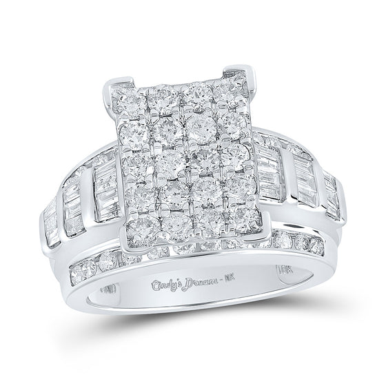10k White Gold Round Diamond Cluster Bridal Wedding Engagement Ring 2 Cttw