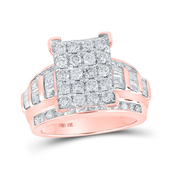 10k Rose Gold Round Diamond Cluster Bridal Wedding Engagement Ring 2 Cttw