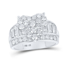  10k White Gold Round Diamond Heart Bridal Wedding Engagement Ring 2 Cttw