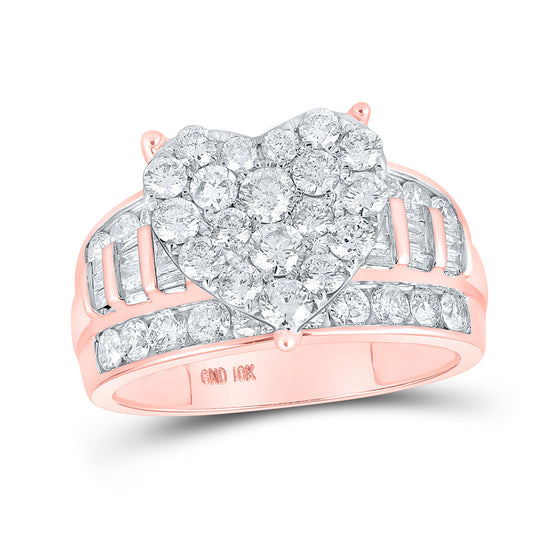 10k Rose Gold Round Diamond Heart Bridal Wedding Engagement Ring 2 Cttw