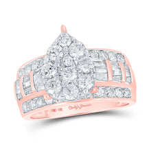  10k Rose Gold Round Diamond Teardrop Bridal Wedding Engagement Ring 2 Cttw