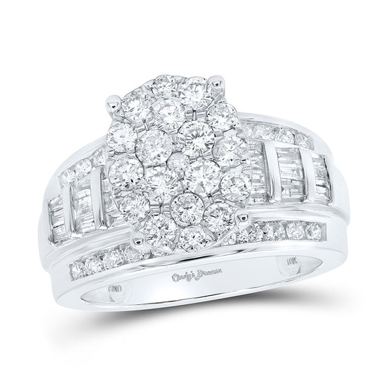 10k White Gold Round Diamond Oval Bridal Wedding Engagement Ring 2 Cttw