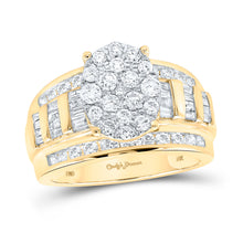  10k Yellow Gold Round Diamond Cluster Bridal Wedding Engagement Ring 1-1/2 Cttw