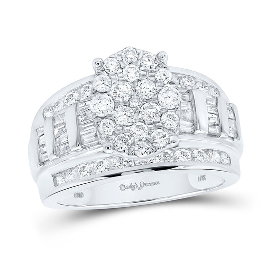10k White Gold Round Diamond Oval Bridal Wedding Engagement Ring 1-1/2 Cttw