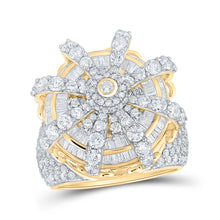  14k Yellow Gold Mens Baguette Diamond Cluster Ring 6-1/2 Cttw