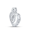 10k White Gold Womens Round Diamond Heart Mom Pendant 1/8 Cttw