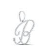 10k White Gold Womens Round Diamond B Initial Letter Pendant 3/4 Cttw