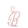 10k Rose Gold Womens Round Diamond B Initial Letter Pendant 3/4 Cttw