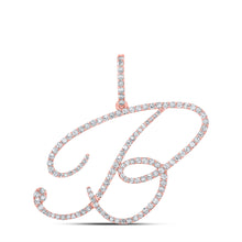  10k Rose Gold Womens Round Diamond B Initial Letter Pendant 3/4 Cttw