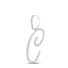 10k White Gold Womens Round Diamond C Initial Letter Pendant 3/8 Cttw