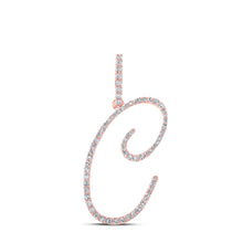  10k Rose Gold Womens Round Diamond C Initial Letter Pendant 3/8 Cttw