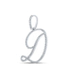 10k White Gold Womens Round Diamond D Initial Letter Pendant 5/8 Cttw