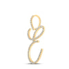 10k Yellow Gold Womens Round Diamond E Initial Letter Pendant 1/2 Cttw