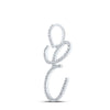 10k White Gold Womens Round Diamond E Initial Letter Pendant 1/2 Cttw