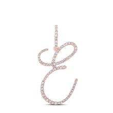  10k Rose Gold Womens Round Diamond E Initial Letter Pendant 1/2 Cttw
