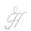 10k White Gold Womens Round Diamond H Initial Letter Pendant 5/8 Cttw