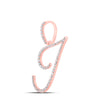 10k Rose Gold Womens Round Diamond I Initial Letter Pendant 3/8 Cttw