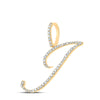 10k Yellow Gold Womens Round Diamond J Initial Letter Pendant 1/3 Cttw
