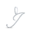 10k White Gold Womens Round Diamond J Initial Letter Pendant 1/3 Cttw