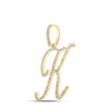 10k Yellow Gold Womens Round Diamond K Initial Letter Pendant 1/2 Cttw