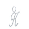 10k White Gold Womens Round Diamond K Initial Letter Pendant 1/2 Cttw