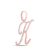 10k Rose Gold Womens Round Diamond K Initial Letter Pendant 1/2 Cttw