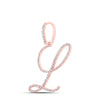 10k Rose Gold Womens Round Diamond L Initial Letter Pendant 1/2 Cttw