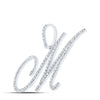 10k White Gold Womens Round Diamond M Initial Letter Pendant 7/8 Cttw