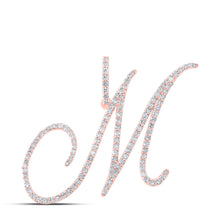  10k Rose Gold Womens Round Diamond M Initial Letter Pendant 7/8 Cttw