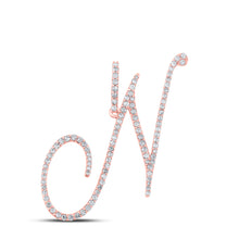  10k Rose Gold Womens Round Diamond N Initial Letter Pendant 5/8 Cttw
