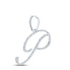 10k White Gold Womens Round Diamond P Initial Letter Pendant 1/2 Cttw