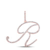 10k Rose Gold Womens Round Diamond R Initial Letter Pendant 5/8 Cttw