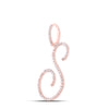 10k Rose Gold Womens Round Diamond S Initial Letter Pendant 3/8 Cttw