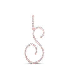  10k Rose Gold Womens Round Diamond S Initial Letter Pendant 3/8 Cttw